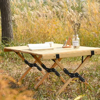 Nešiojamas medžio masyvo sulankstomas stalas universalus kvadratinis pikniko stalas lauko / vidaus kelionių stovyklavimo įrankiams