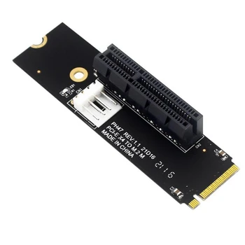 NGFF M.2 į PCI-E 4X stovo kortelė M2 M raktas į PCIe X4 adapteris su LED indikatoriumi SATA galios stovas Bitcoin kasybai