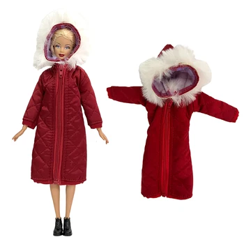 NK 1 vnt Žieminis šiltas paltas Raudona imitacija pūkinė striukė lėlės gražios suknelės paltas Barbei Lėlė 1/6 Žaislų priedai Mergaitės dovana