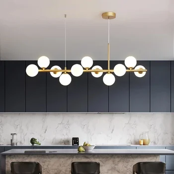 Nordic Glass Ball LED pakabinamas šviestuvas virtuvės svetainei Pakabinamas šviestuvas Pilka juoda dekoro pakabos šviestuvas