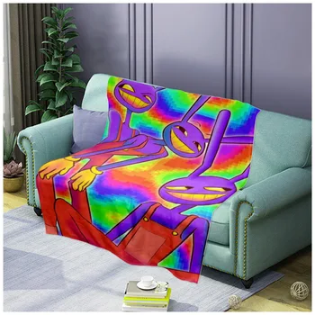Nuostabi skaitmeninė cirko flanelinė antklodė Skaitmeninės cirko klouno antklodės Šilta poilsio sofa Pliušinė plona antklodė biuro lovatiesei