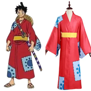 One Piece Monkey D. Luffy Cosplay kostiumas Kimono chalatas pilnas kostiumas