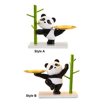 Panda figūrėlė Papuošalai Auskarai Padėklas Menas Amatų ornamentas Gyvūnų skulptūra stalviršiui