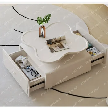 Paprasta moderni svetainė Namai Mažas butas Kūrybinis Naujas apvalus baltos arbatos stalas