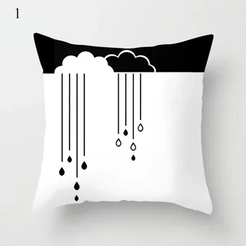 Paprastas animacinis debesų mėnulio žvaigždės atspausdintas raštas poliesterio pagalvėlės užvalkalas namų svetainei sofos dekoravimo pagalvės užvalkalas