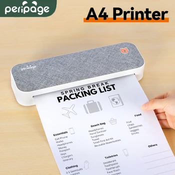 PeriPage A4 popieriaus spausdintuvas Tiesioginis terminis perdavimas beširdis mobilus nuotraukų spausdintuvas USB BT jungties palaikymas 2''/3''/4'' popieriaus plotis