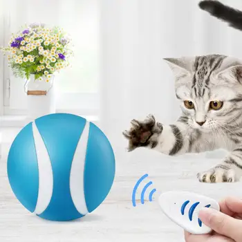 Pet Teaser Ball USB įkraunamas 360 laipsnių pasukimas Automatinis miego šviesos diodas Švytintis 3 režimai Nuobodulio reljefas Nuotolinio valdymo pultas Šunų katės žaislas