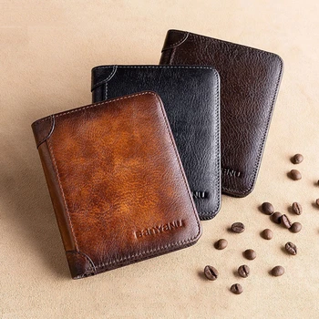 Piniginė PU odinė monetų piniginė vyrams Vintage Thin Short Multi Function ID kreditinės kortelės turėtojas Vyriška piniginė Pinigų krepšys 2023