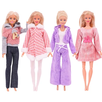 Pink 4 Pieces Barbies Doll Clothes Tops Fashion Dress Accessories Toys Fit 11.8Inch Barbies Doll,1/6 BJD&Blythe Žaislai mergaitėms