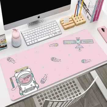 Pink Cute Large Mouse Pad Gamer Astronaut Gaming Mouse Mat XL Mousepad Office priedai stalo kilimėliui 90x40 Extend Mouse Carpet