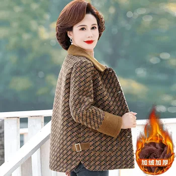 plius aksomas vidutinio amžiaus motina ruduo žiema naujas vilnonis paltas moteriškas žiemos aukštos klasės mada nauja 40-50 metų išlaikyti šiltą striukę