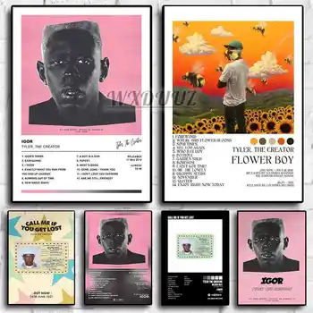 Popmuzikos albumo viršelis T-Tyler T-The C-Creator Plakatas Estetinis reperis Hip Hop Rock Flower Boy Canvas Print Wall Art Room Decor