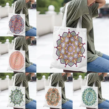 Prabangaus stiliaus drobinis krepšys Moterys Aplinkos pirkinių rankinė Retro raštas Laisvalaikio didelė rankinė Didelės talpos krepšį galima skalbti