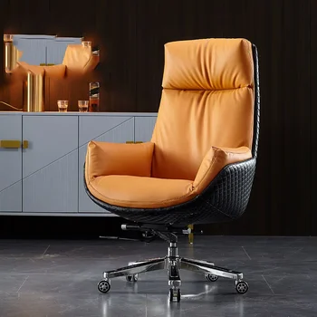 Prabangi vykdomoji biuro kėdė Kempinė Pasukama Reguliuojama odinė biuro kėdės ritininė pagalvėlė Silla Escritorio namų baldai