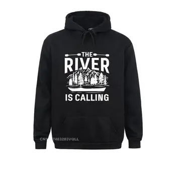 Printed On River Is Calling Kayak Canoe Hoodies for Men Plain Summer Ilgomis rankovėmis džemperiai Family Sportswears