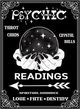 Psichiniai skaitymai Taro kortos Krištolo rutuliai Ženklas Helovinas Vintage Cave Cafe Club Wall Art Metal Sign 8x12 colių