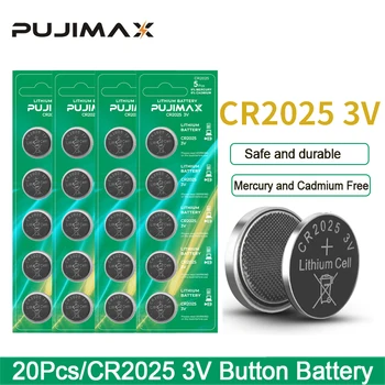 PUJIMAX 20vnt / 4 kortelė CR2025 ličio baterijos 3 V mygtuko baterija pagrindinei plokštei Automobilio rakto nuotolinio valdymo pultas Žaislinis kraujospūdžio matuoklis