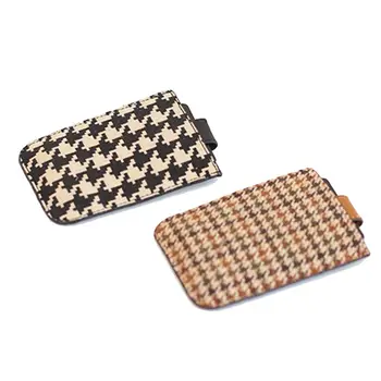 Pull-out Type Houndstooth Card Card Card Pocket PU Leather Short Wallet Clutch Bag Korean Style Card Holders Clutch Women