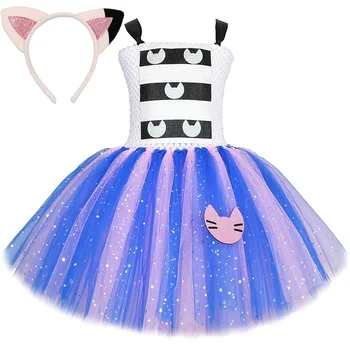 Putojantys Gabby Cats kostiumai mergaitėms Animal Kitty Helovino suknelės vaikams Gimtadienio apranga Mirganti princesė Tutus