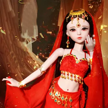 Rankų darbo raudona suknelė kinų senovės nuotakų lėlė 60cm didelis rutulinis sujungimas Bjd 1/3 lėlės pilno komplekto žaislai mergaitėms