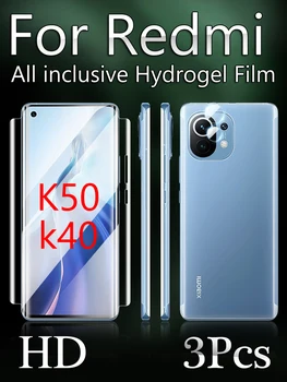 RedmiK50Pro ekrano apsauga, skirta Redmi K50 K50Pro hidrogelio plėvelei Redmi K40Pro 360° priekinės galinės kameros kraštas visa aprėptis K40