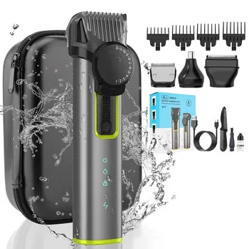 Resuxi 677 Profesionalus elektrinis bevielis vyrų kūno priežiūros rinkinys IPX5 Vandeniui atspari barzdos nosies plaukų kirpimo mašinėlė