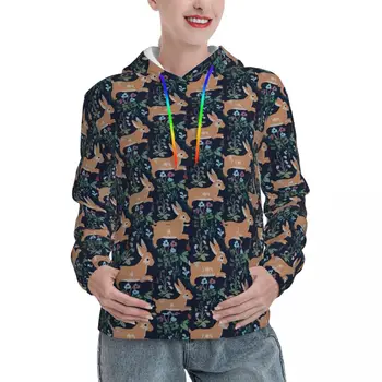 Retro Triušis Laisvi gobtuvai Moterys Animal Print Street Fashion Pullover Hoodie Winter Harajuku dizainas Marškiniai su gobtuvu didelis dydis