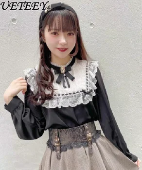 Rojita Sweet Girls Shirt Japanese Mine Stand Collar Bottoming Top Maid Kostiumas Jūreivio kostiumas Navy Apykaklė Palaidinė ilgomis rankovėmis