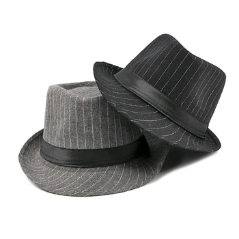 Ruduo ir žiema nauja britų vyrų viršutinė skrybėlė Britų mada vidutinio amžiaus ir pagyvenę dryžuota džiazo skrybėlė vyriška laisvalaikio skrybėlė