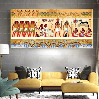 Senovės Egipto totemo tikėjimo plakatas Karalius Tut Karalienės civilizacijos Dinastijos Drobė Tapyba Sienų paveikslėliai Senovinis namų dekoras