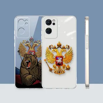 Skaidrus telefono dėklas OPPO RENO 9 8 7 6Z 6 5 4 3 2Z SE PRO PLUS 4G 5G Case Funda Coque Shell Fashion Russia Rusijos vėliavų emblema