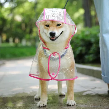 Skaidrus šunų lietpaltis Šunų neperšlampamas kailis Striukė Mada PU Pet Poncho apsiaustas mažiems vidutiniams šunims Šuniuko lietaus drabužiai