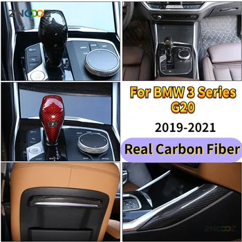 skirta BMW 3 serijos G20 G28 2019-21 Real Carbon Fiber automobilių centrinės konsolės pavarų perjungimo apdailos skydelio dangtelio lipdukai Automobilių aksesuarai