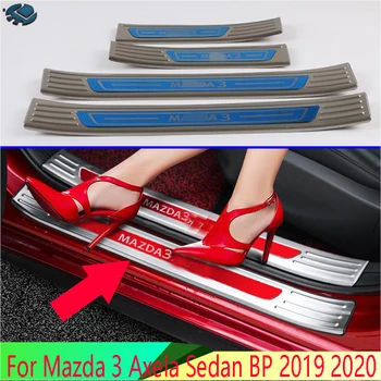 skirta Mazda 3 Axela Sedanas BP 2019 2020 nerūdijančio plieno vidinė Ouside durų slenksčio plokštė Scuff Plate Kick Step Apdailos dangtelio apsauga
