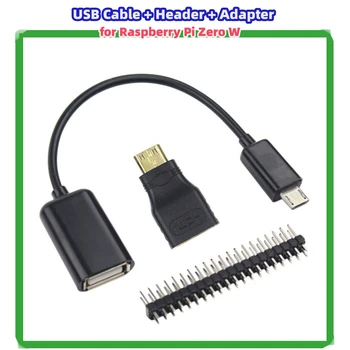 skirta Raspberry Pi Zero W Black 3-in-1 micoUSB kabelis + antraštė + su HDMI suderinamas adapterio priedas