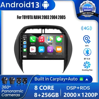 skirta TOYOTA RAV4 2003 2004 2005 Automobilių multimedijos grotuvas Android 13 GPS navigacija 4G Wifi radijas Nėra DVD grotuvo Carplay