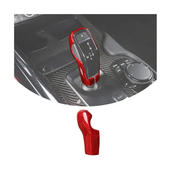 skirta Toyota Supra GR A90 A91 MK5 2019-2022 m. sauso anglies pluošto automobilio pavarų perjungimo galvutės apsauginis galinis dangtelis, anglies pluoštas raudonas
