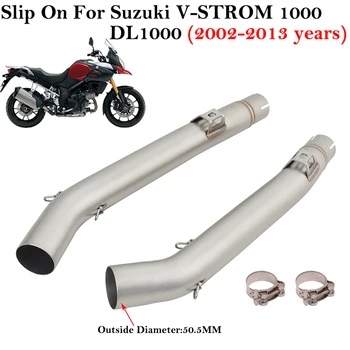 Slip On For SUZUKI V-STROM 1000 DL1000 1000 Vstrom 2002 - 2013 Motociklų išmetimo evakuacijos modifikuoti 51mm sąsajos vidurinės jungties vamzdį