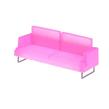 Sofa Miniatiūra prabangiai Rožinė plastikinė sofos kėdė Lėlių namelio aksesuarams Lėlių namų dekoravimas
