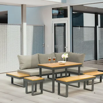 Sofa penkių dalių komplektas kombinuotas kiemas balkonas kavos staliukas kėdė vila homestay laisvalaikio aliuminio lydinio sofa