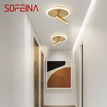 SOFEINA Nordic Žalvarinės lempos luboms LED modernus paprastumas Auksiniai rotuojami prožektoriai namų prieangio praėjimo dekoro apšvietimui
