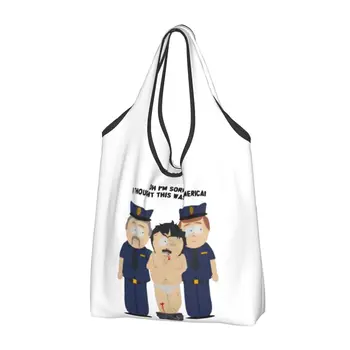 Southpark Fighting Shopping Bag Daugkartinio naudojimo bakalėjos eko krepšiai Didelės talpos animaciniai filmai Anime perdirbimo krepšiai Plaunama rankinė