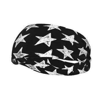 Star Pattern Sport Safety Sweatband for Unisex Soft Sweat Headband Bėgiojimas Joga Plaukų tvarsčiai Galvos apdangalai Plaukų turbanas