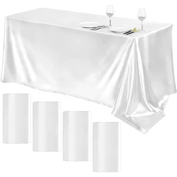 Stačiakampė vestuvinė satino staltiesė lygi aukso spalva sklandus darbastalio pritaikymas