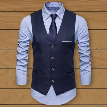 Suit Liemenė Slim Fit V Kaklas Klasikinis kostiumas Liemenė Top Korėjietiško stiliaus rudens vienguba krūtinė vakarėliui