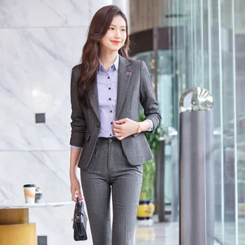 Suit Women's Fashion Casual All-Matching Slim Fit Two-Piece Set Ladies Senior Executive Interview Senior Business Clothing