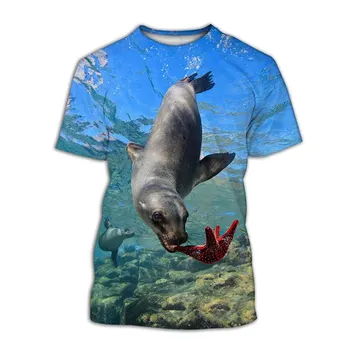 Summer Seal Animal 3D Print marškinėliai Fashion Streetwear Cool Man O-Neck marškinėliai trumpomis rankovėmis oversized tees Harajuku viršūnės
