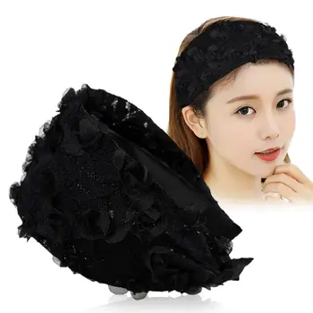 Sweet Cute With Gear Spring Non-slip Mesh Flower Headband Women Hair Hoop Korean Hairbands Lace Headband