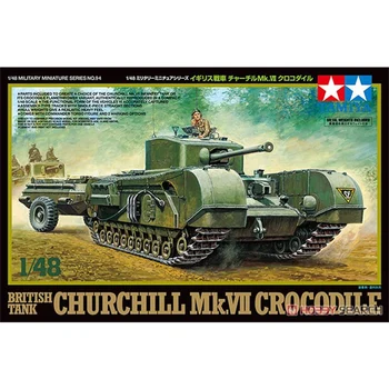Tamiya 32594 1/48 Antrojo pasaulinio karo britų Churchillis Mk.VII krokodilo tankas Karinis hobis Žaislinis plastikinis modelis Statybinis surinkimo rinkinys Berniuko dovana