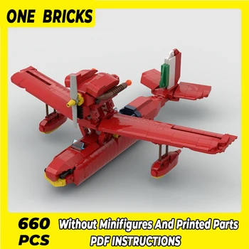 Technical Moc Bricks Famous Movies Model Red Flying Boat modular Building Blocks Gifts Žaislai vaikams 